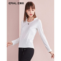 ERAL/艾莱依商场同款毛衣修身韩版套头针织V领打底衫女601822047 本白色 M