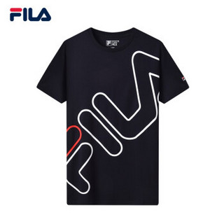 FILA 斐乐官方 男子短袖T恤 2019夏季新款运动休闲LOGOT恤男服 传奇蓝-NV 180/100A/XL