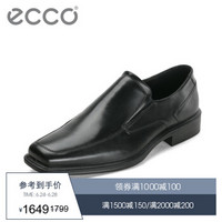 ECCO爱步男鞋商务正装鞋男套脚乐福鞋方头德比鞋 明斯620194 黑色62019401001 43