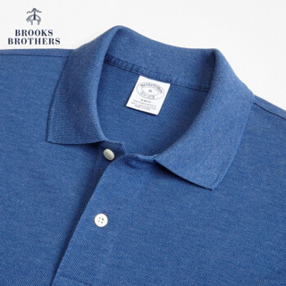 Brooks Brothers/布克兄弟男士纯色logo修身短袖Polo衫 B465-蓝色 L
