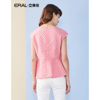 ERAL 艾莱依 雪纺衫女春装新款韩版修身圆领上衣ERAL31018-EXAB 蔷薇红 S