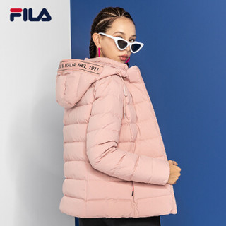 FILA（斐乐）2018 W系列女羽绒服冬季新品运动休闲防风保暖连帽运动外套女 浅梅粉-PK 165/84A/M