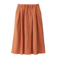 無印良品 MUJI 無印良品 女式 亚麻 轻便抽褶裙 玫瑰红 M
