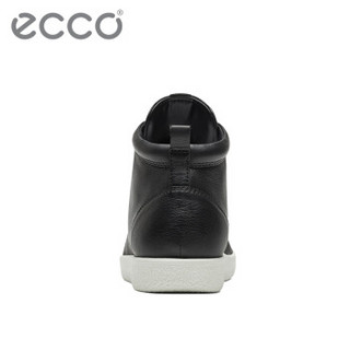 ECCO爱步男士高帮鞋时尚板鞋秋冬休闲短靴 柔酷1号400524 黑色40052401001 40