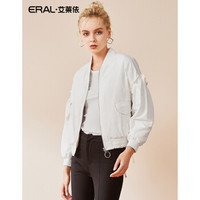 ERAL/艾莱依2018冬季新款休闲印花V领羽绒服女短款 本白 175/96A/XXL