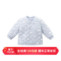 davebella戴维贝拉童装冬季装新款男女宝宝儿童夹棉保暖棉衣内衣 蓝色白云 80cm（24M(建议身高73-85cm））