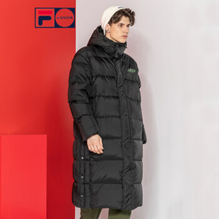 FILA FUSION斐乐 2018 F系列男女同款长款羽绒服冬季新品连帽休闲保暖羽绒服 深黑-BK 165/88A/S