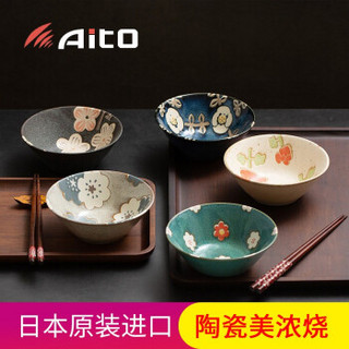 爱陶AITO美浓烧日本原产进口日式餐具陶碗汤碗饭碗面碗家用碗小碗 花朵秋词