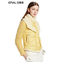 艾莱依新款羊羔毛机车夹克保暖 修身羽绒服ERAL2042D 缎面金 XXL