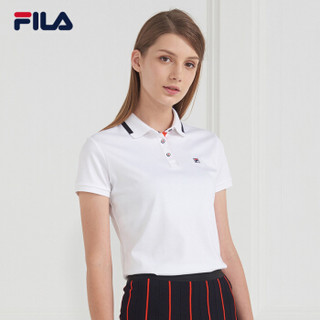 FILA G系列斐乐女短袖POLO衫夏季运动休闲POLO衫时尚运动短袖T恤女 标准白-WT XL