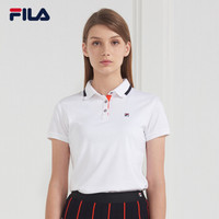 FILA G系列斐乐女短袖POLO衫夏季运动休闲POLO衫时尚运动短袖T恤女 标准白-WT XL