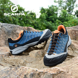 SCARPA 户外鞋男鞋 zen禅轻量版 GTX防水 春夏抓地登山鞋 缓震低帮徒步鞋 蔚蓝拼橘色 40