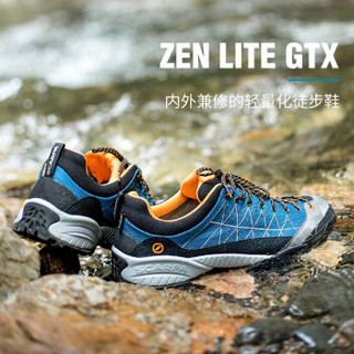 SCARPA 户外鞋男鞋 zen禅轻量版 GTX防水 春夏抓地登山鞋 缓震低帮徒步鞋 蔚蓝拼橘色 40