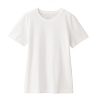 無印良品 MUJI 無印良品 女式 印度棉天竺编织 圆领短袖T恤 白色 L