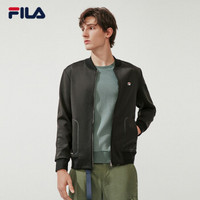 FILA 斐乐官方 男子外套潮流  2020春季新款棒球领运动休闲针织上衣男装 满印-BK 180/100A/XL