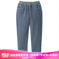 无印良品 MUJI 孩童 活动自如 轻便裤 蓝色X条纹 孩童 110