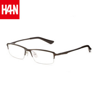 汉（HAN）眼镜框男半框眼镜架 不锈钢近视眼镜框女平光眼镜成品 4938 枪灰色 配1.60非球面防蓝光镜片(200-600度)