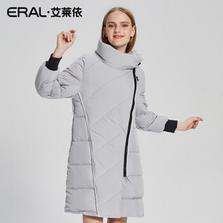 艾莱依冬装新款时尚羊羔毛俏皮中长款连帽羽绒服女ERAL6003D 法式白 XXL