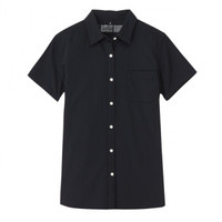 無印良品 MUJI 無印良品  女式 平纹短袖衬衫 藏青色 M