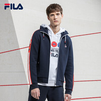 FILA（斐乐） 2019 R系列男外套春季新款镂空印花外套运动休闲针织衫上衣男 RD宝蓝-NV 170/92A/M