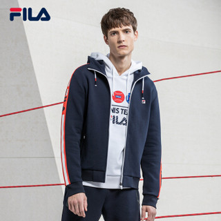 FILA（斐乐） 2019 R系列男外套春季新款镂空印花外套运动休闲针织衫上衣男 RD宝蓝-NV 170/92A/M