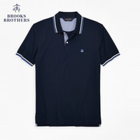 Brooks Brothers/布克兄弟男士条纹领边修身短袖Polo衫1000064411 4004-藏青色 XL