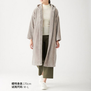 无印良品 MUJI 女式 保暖细纤维 带风帽大衣 浅米色 女式 XS-S