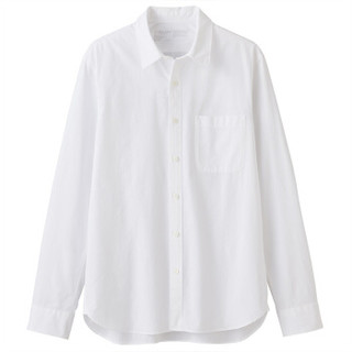 無印良品 MUJI 無印良品  男式 棉水洗 平纹衬衫 白色 XXL