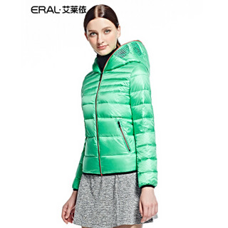 艾莱依女款韩版时尚短款轻薄羽绒服ERAL2053D 蒂凡尼绿 XL