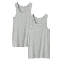 无印良品 無印良品 MUJI 男式 无侧缝粗罗纹编织 背心 2件装 灰色 XL