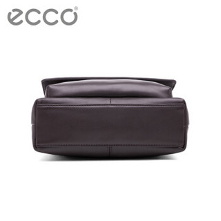 ECCO爱步商务休闲横款方形单肩男包多功能包盖斜跨皮包 希克森9104947 咖啡色90042