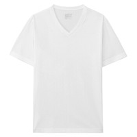 無印良品 MUJI 無印良品 男式 棉 V领短袖T恤 烟熏绿色 S