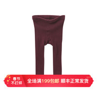davebella戴维贝拉秋冬男女童宝宝纯色薄款打底裤儿童针织毛线裤 酒红 100cm(4T(建议身高90-100cm))