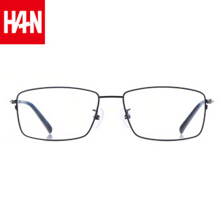 汉（HAN）防辐射近视眼镜男女款 防蓝光电脑护目眼镜纯钛光学框架 43011 黑色 配依视路1.60钻晶A3镜片(0-800度)