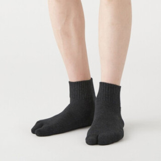 无印良品 muji 男式 合脚直角 足底起绒 日式短布袜 黑色 25-27cm