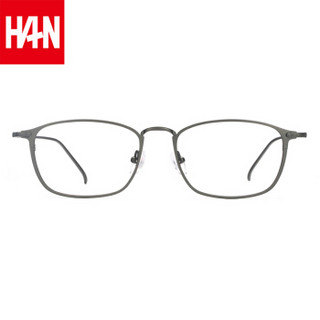汉（HAN）近视眼镜超轻眼镜框架男女款 纯钛防辐射眼镜框光学眼镜潮 81867 低调枪灰 配1.56非球面防蓝光镜片(0-400度)