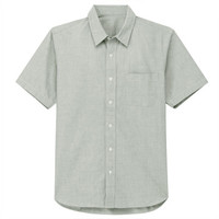 無印良品 MUJI 無印良品  男式 棉水洗 平纹短袖衬衫 浅绿色 S