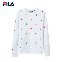 FILA（斐乐） W系列卫衣男冬季新款运动休闲套头衫潮流时尚长袖卫衣男服（加绒） 标准白-WT 180/100A/XL