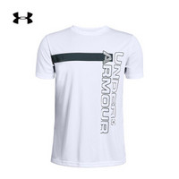 安德玛官方UA BTH UV Wordmark 男童运动T恤Under Armour-1342071 白色100 童XS