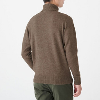 无印良品 MUJI 男式 牦牛绒混羊毛 高领毛衣 深咖啡棕色 XL