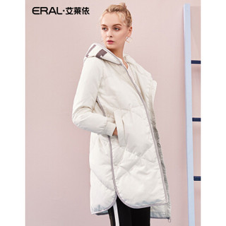 ERAL/艾莱依羽绒服女秋冬中长款加厚连帽外套 本白 165/88A/L