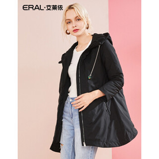 ERAL/艾莱依羽绒服女秋冬新品韩版连帽外套 黑色 175/96A/XXL