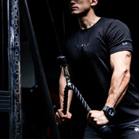 怪物守护者 MSGD 运动T恤 男子修身健身跑步训练短袖 冰纱混纺材质 清凉吸汗 Black 黑 L