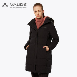 巍德VAUDE2019秋冬户外运动女款防水防风保暖中长款羽绒防漏绒外套1128152 黑色 XXS