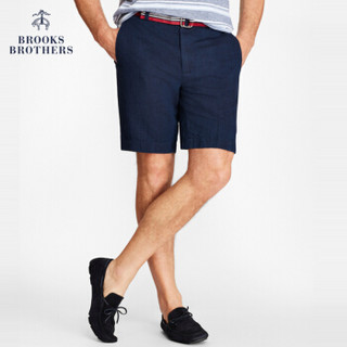 Brooks Brothers/布克兄弟男士亚麻棉混纺提花纹理直筒休闲短裤 4004-藏青色 38