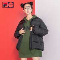 FILA 斐乐官方FUSION系列女羽绒服运动休闲潮流羽绒外套女 深黑-BK 160/80A/S