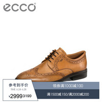 ECCO爱步商务正装鞋雕花布洛克鞋透气皮鞋男 意兰诺623054 棕色01112 40