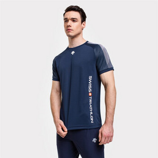 DESCENTE迪桑特 瑞士铁人三项国家队 2019秋季新品男子针织短袖T恤 D9331RTS49 深蓝色-NV XL(180/100A)