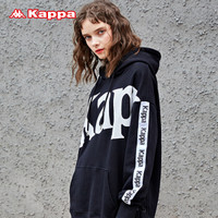 Kappa卡帕 串标女款运动卫衣休闲长袖套头帽衫外套|K0862MT62D 黑色-990 S