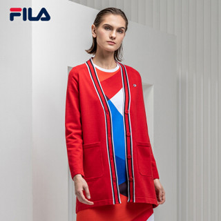 FILA（斐乐）2019 G女款开衫春季新品运动休闲简约优雅撞色编织开衫女 传奇红-RD 155/76A/XS